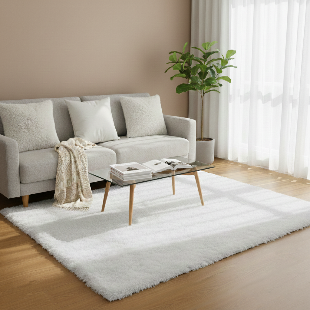 Cloud-Soft Serenity Shag Rug (White, Luxury Faux Fur)