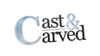 Metallic 'Cast & Carved' text against a blue sky background